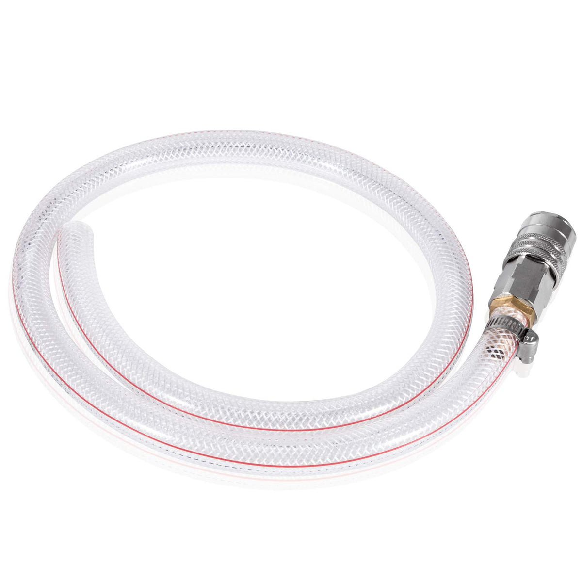 E-cowlboy hose attached to a Mack radiator outlet demonstrating compatibility and control