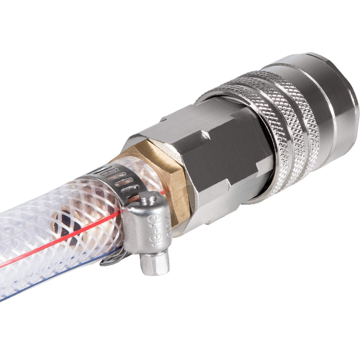 E-cowlboy hose fitted to a Volvo radiator outlet for fast, spill-free coolant removal