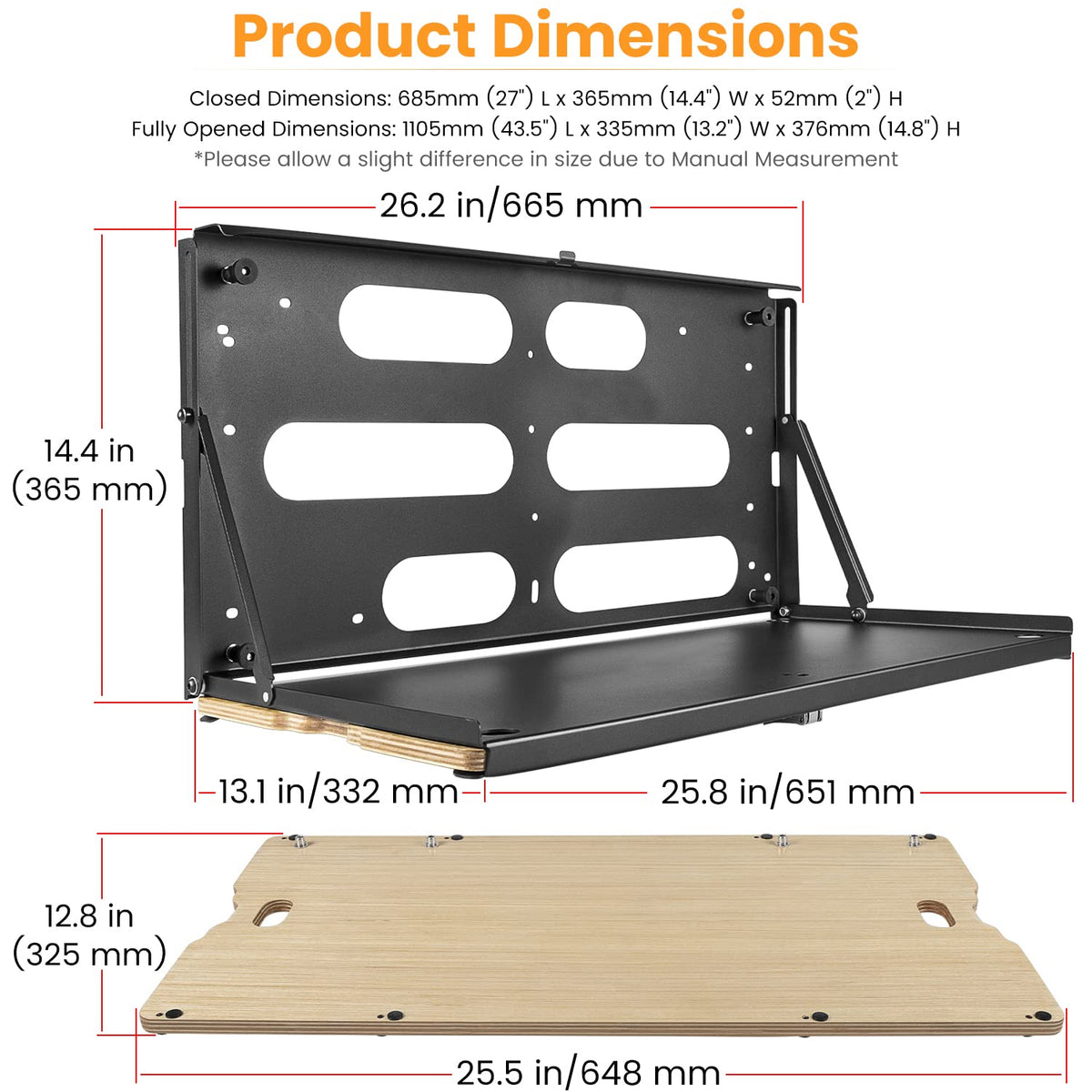 E-cowlboy folded flat against tailgate saving cargo space and improving storage