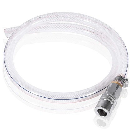 E-cowlboy front view of drain hose showing shape and durable finish for clear handling