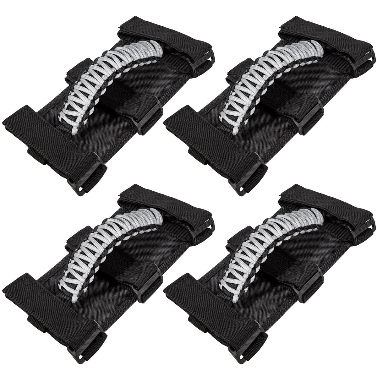 E-cowlboy front view of 4-pack grab handles showing compact packaging and gray color benefit