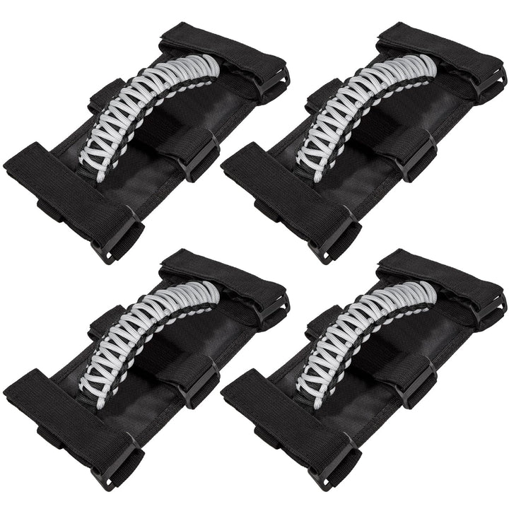 E-cowlboy front view of 4-pack grab handles showing compact packaging and gray color benefit