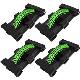 E-cowlboy front pack showing four green grab handles for easy installation