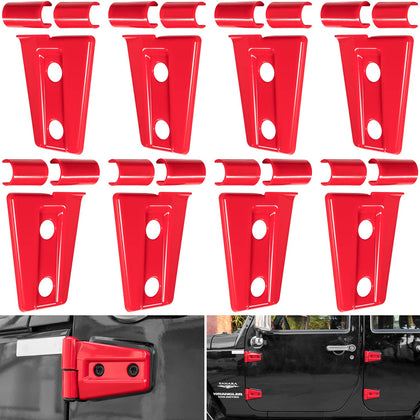 E-cowlboy front packaging showing complete 8-piece red hinge cover kit and benefits