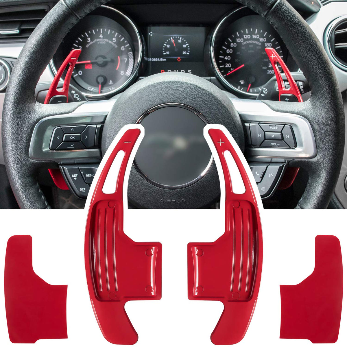 E-cowlboy red paddle covers front view showing precise fit and bold color benefit styling