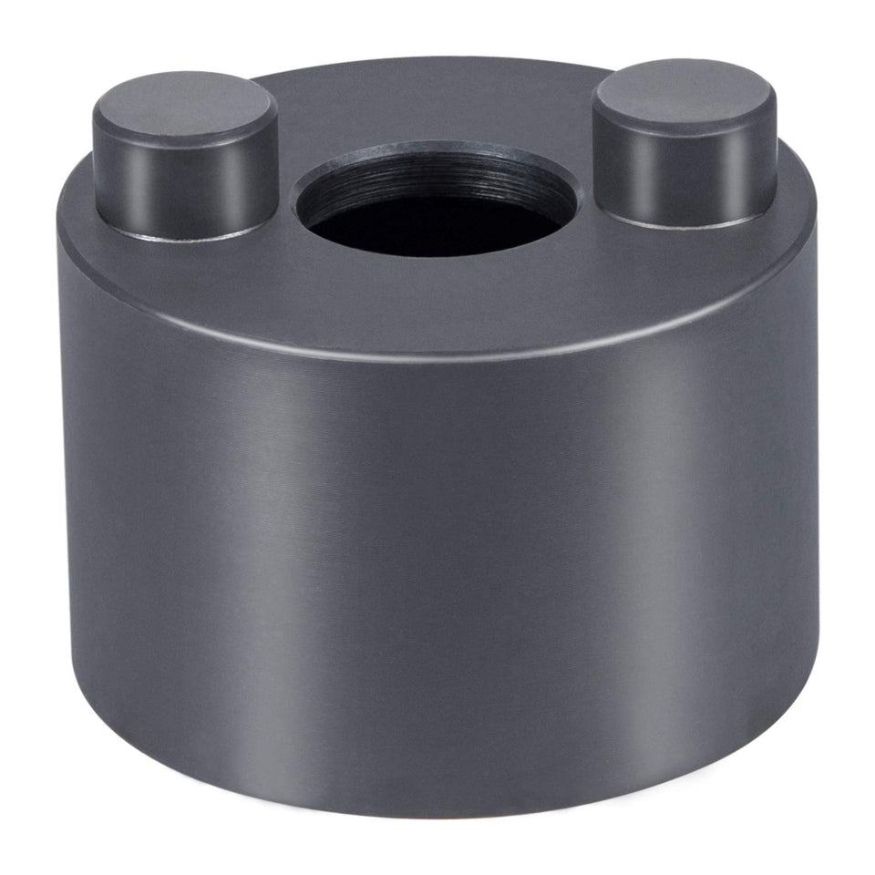 E-cowlboy front view of socket showing drive and pin openings, ensures proper fit