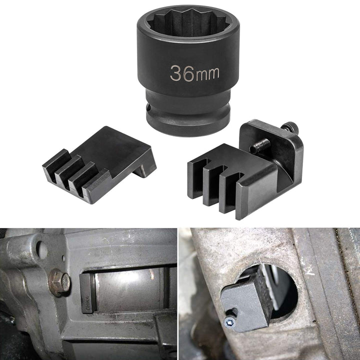 E-cowlboy front view of assembled flywheel locking tool showing durable design and quick fit