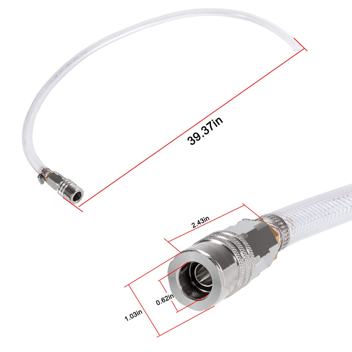E-cowlboy full 1000mm hose laid out to show length and flexibility for easy reach