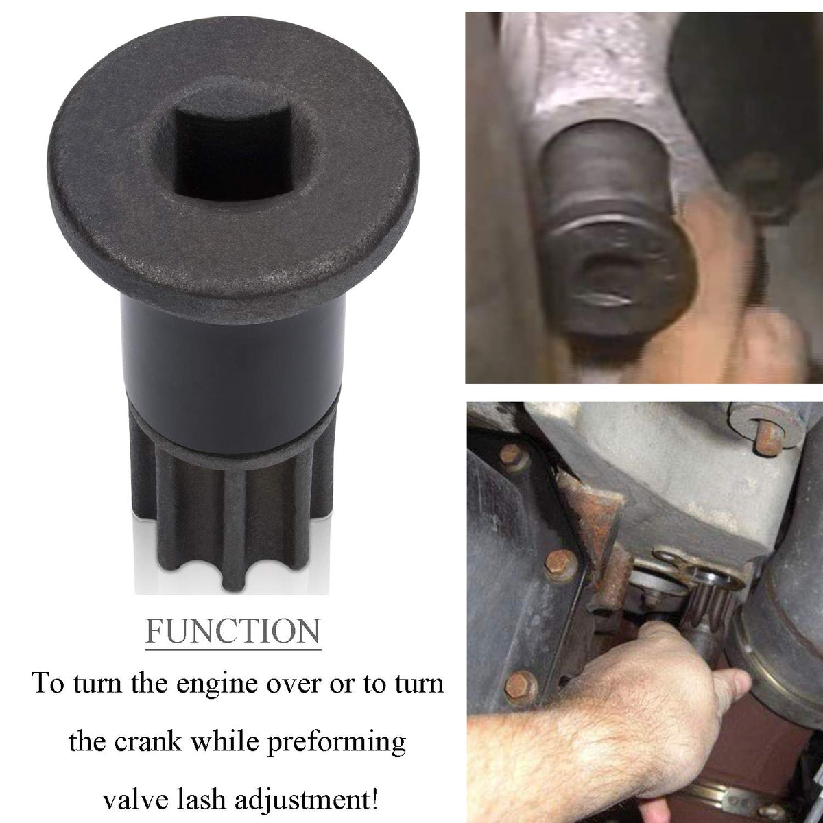 E-cowlboy gear puller mounted on injection pump demonstrating safe gear removal