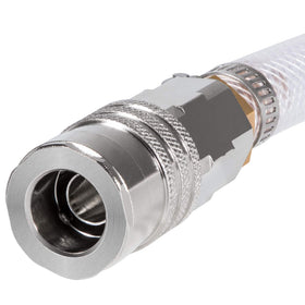 E-cowlboy hose connected to radiator with coolant flowing cleanly into a container