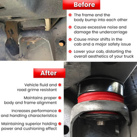 E-cowlboy mount installed under cab demonstrating improved body isolation
