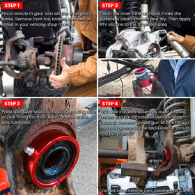 E-cowlboy installation tool in use on Jeep showing faster, safer axle seal replacement