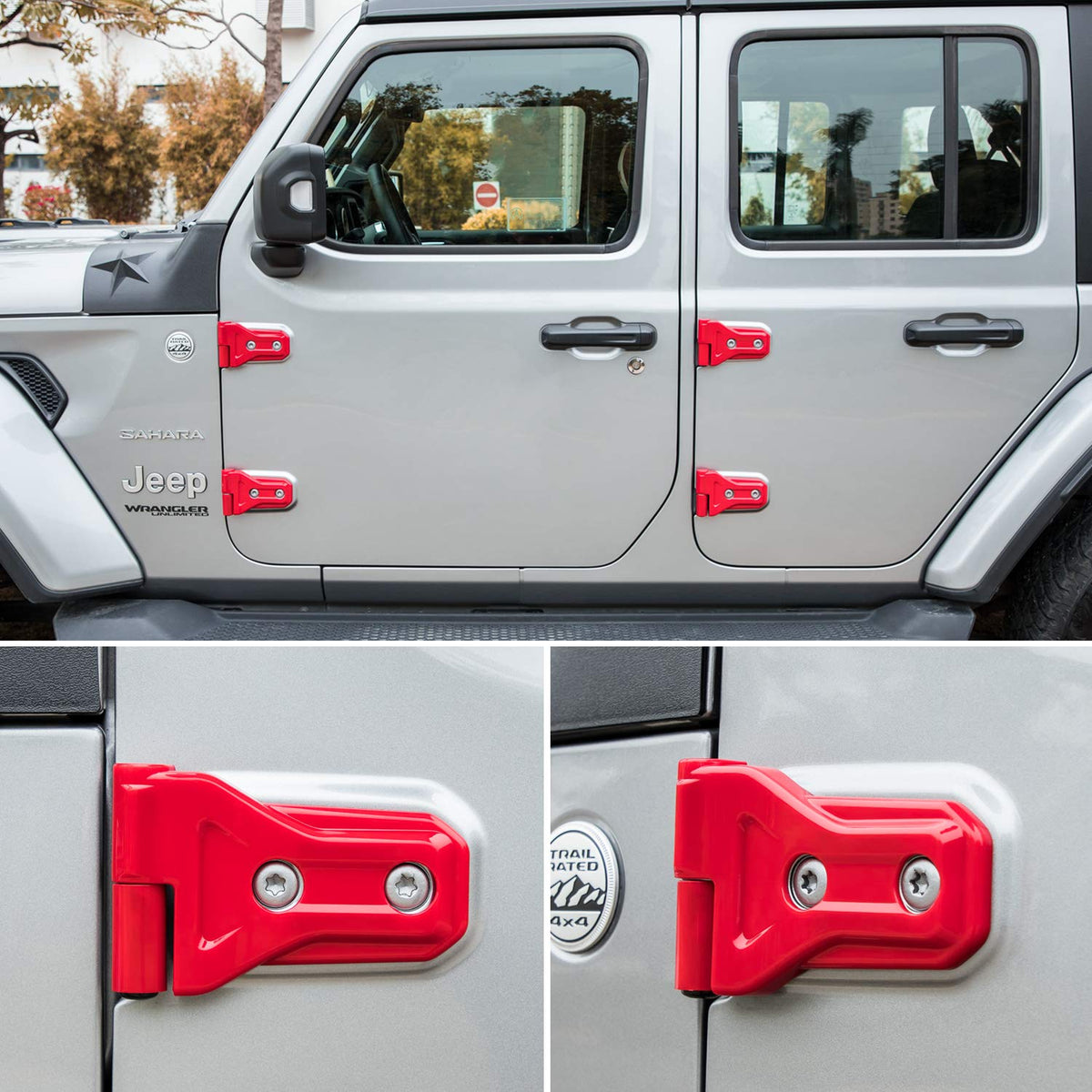 E-cowlboy installed on front door hinge demonstrating improved appearance and protection