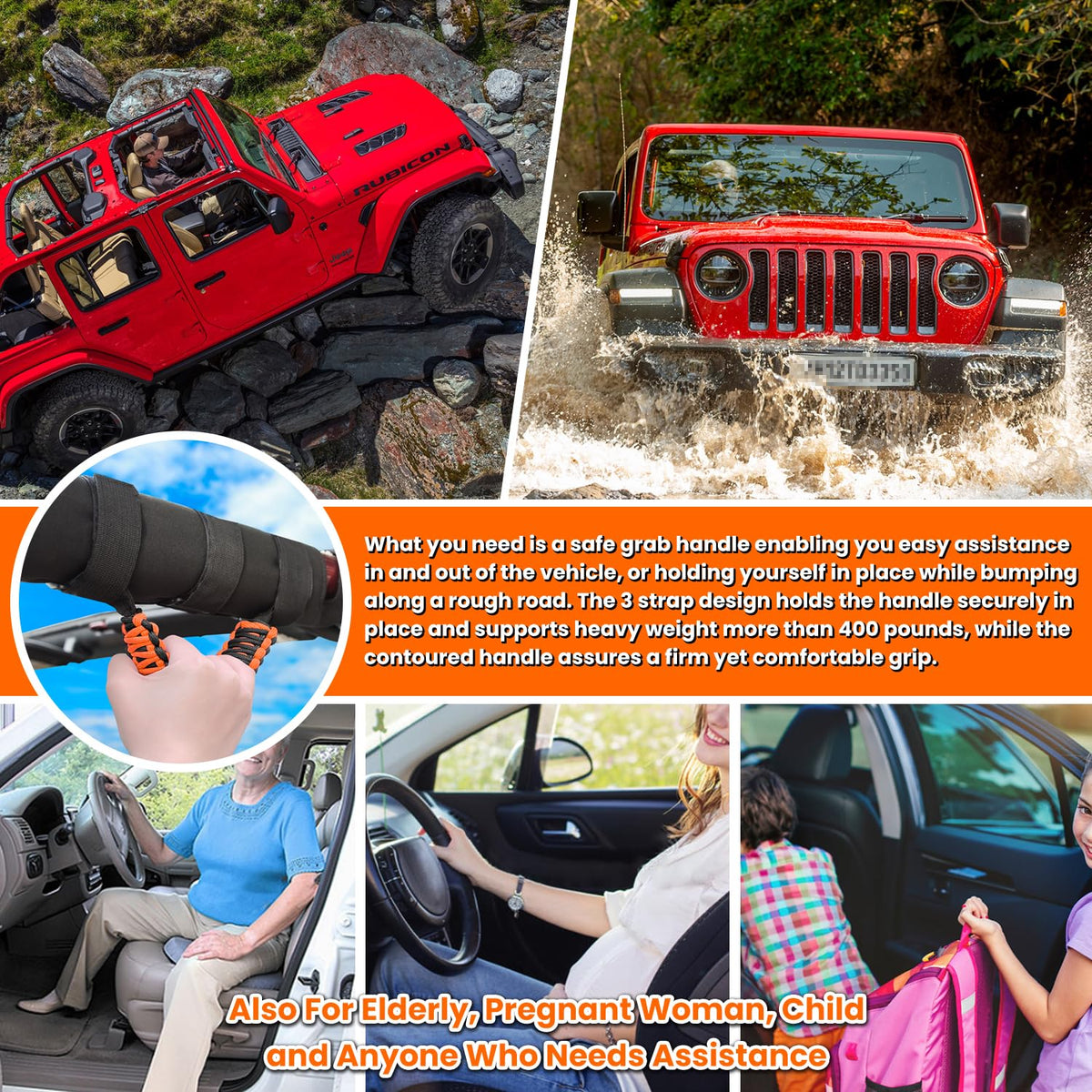 E-cowlboy installed on front seat roll bar offering easy entry support
