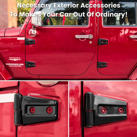 Jeep with E-cowlboy front hinge covers installed for clean look