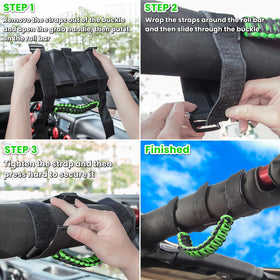 E-cowlboy handle mounted in rear seat area providing steady handhold