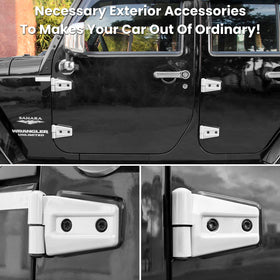 E-cowlboy installed on a 2-door Jeep Wrangler front hinge shows clean finished look