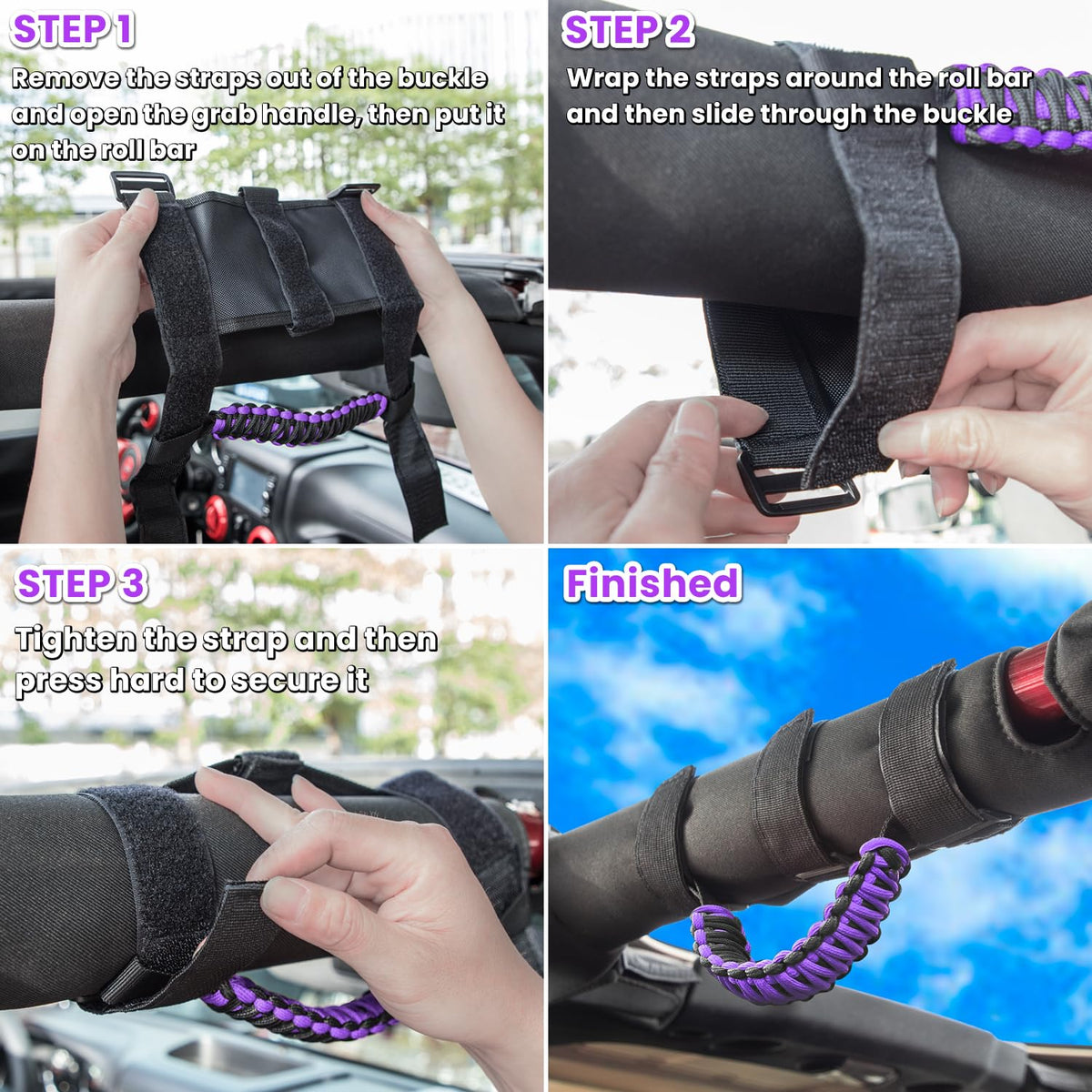 E-cowlboy handle mounted on Gladiator JT rear roll bar, adds secure hold for riders