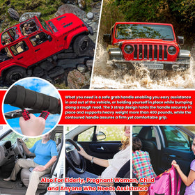 E-cowlboy handles installed on Jeep Wrangler front roll bar for safer entry