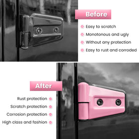 E-cowlboy installed on rear right door hinge preventing scratches and corrosion