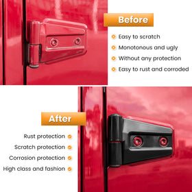 Rear hinge detail with E-cowlboy cover preventing rust exposure