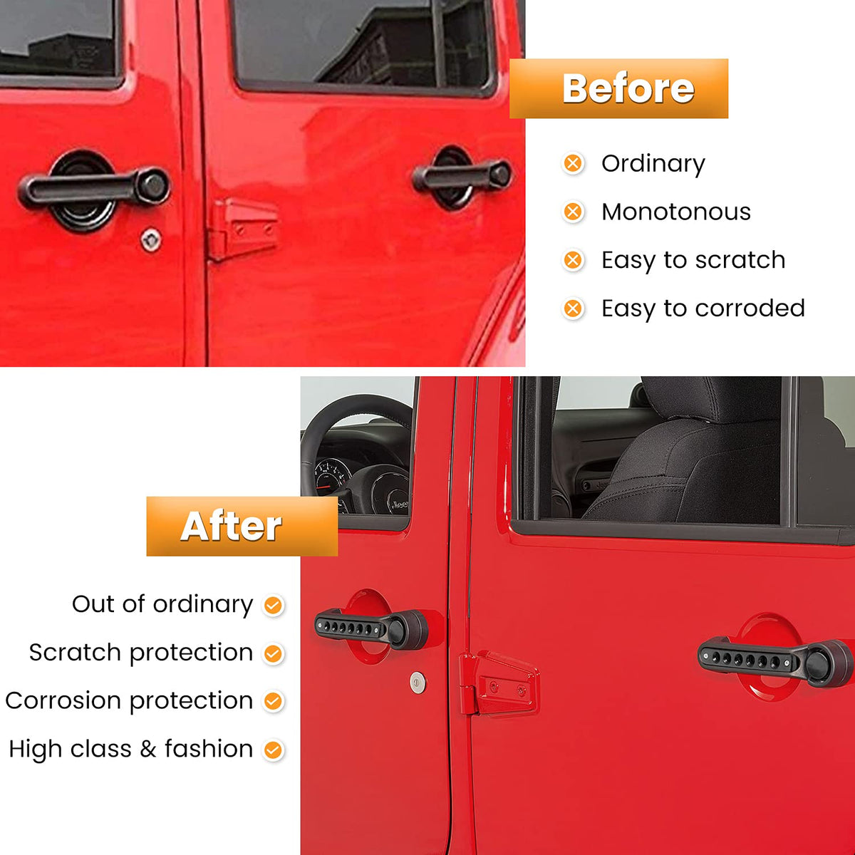 E-cowlboy mounted on Jeep front door enhancing exterior visual appeal