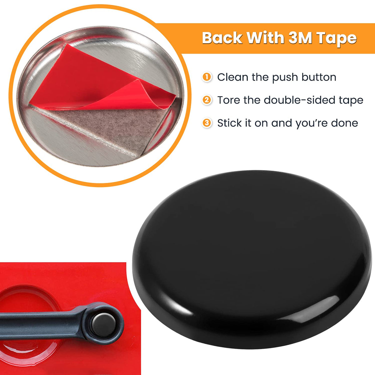 E-cowlboy push button overlay with adhesive backing for easy fitment