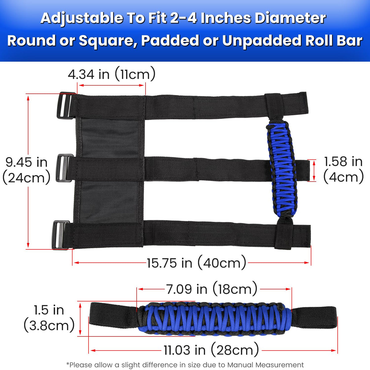 E-cowlboy handle beside ruler showing size, clear fit guidance