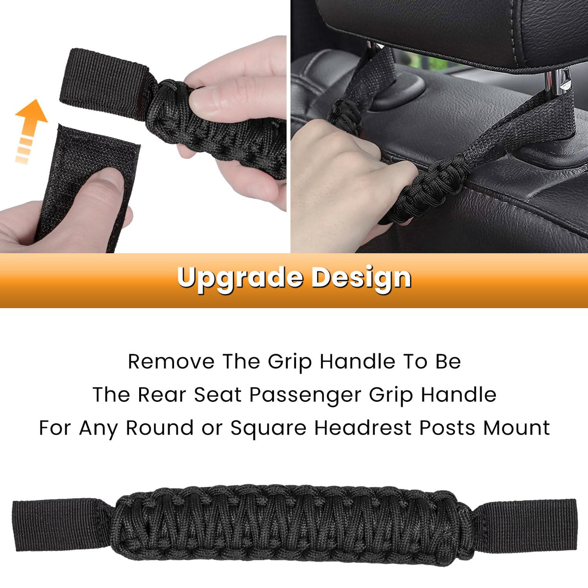 E-cowlboy handle beside ruler showing fit for 2–4 inch roll bar diameters and quick sizing