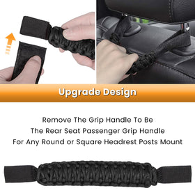 E-cowlboy handle beside ruler showing fit for 2–4 inch roll bar diameters and quick sizing