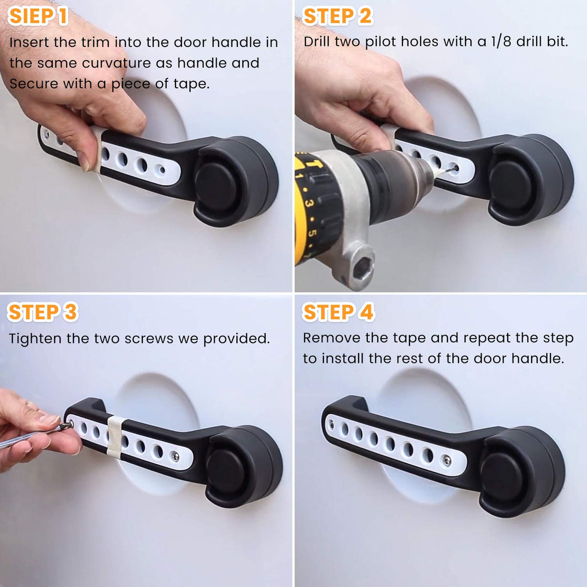 E-cowlboy side profile of grab handle demonstrating improved grip comfort