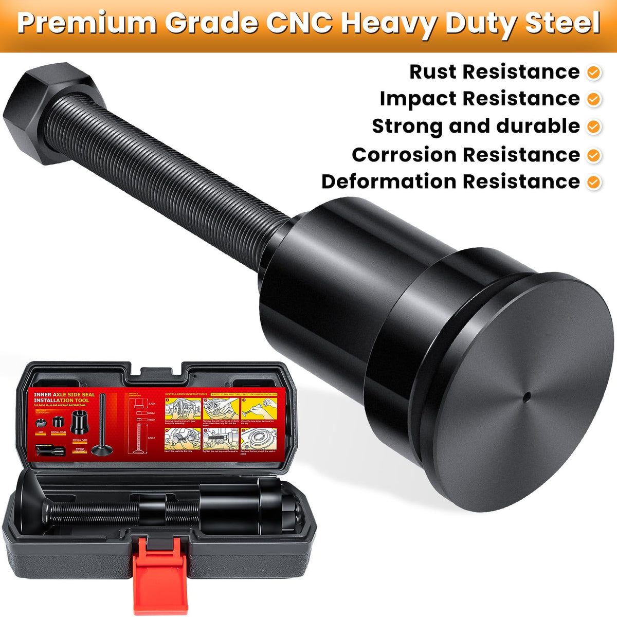 E-cowlboy pressing an inner axle side seal into housing — prevents damage