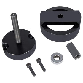 E-cowlboy tool pressed into engine rear seal showing correct alignment benefit