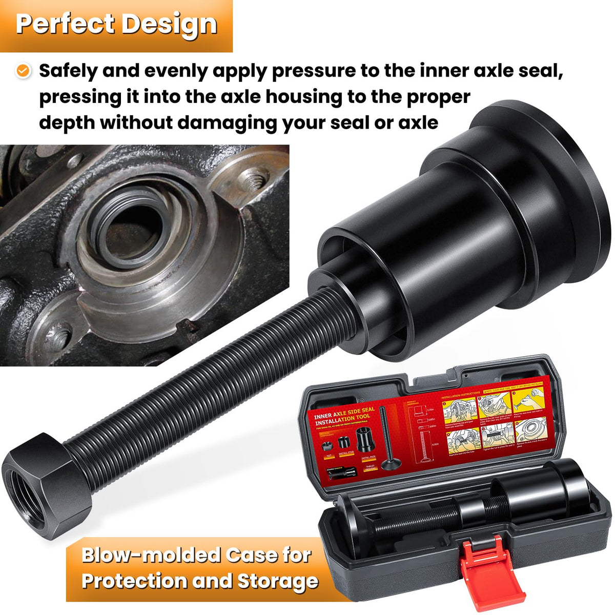 E-cowlboy tool set being used on a Jeep Dana axle — safer, even seal seating