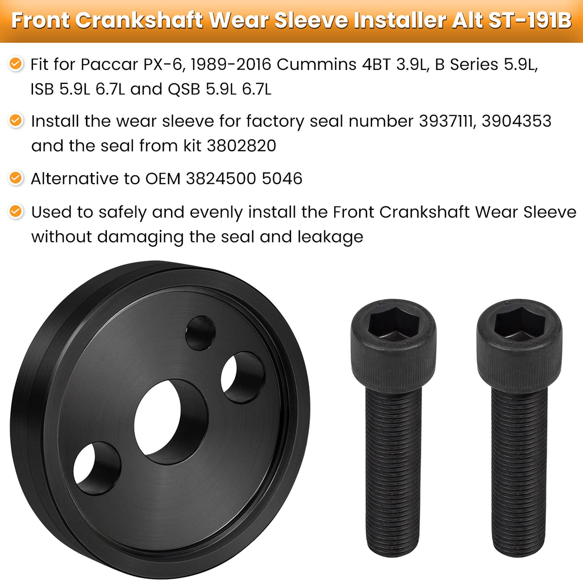 E-cowlboy wear sleeve installer pressing sleeve accurately to prevent leaks
