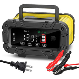 E-FAST charger front panel view showing controls and benefits of fast charging