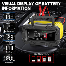 E-FAST LED display close-up showing charging status and clear information