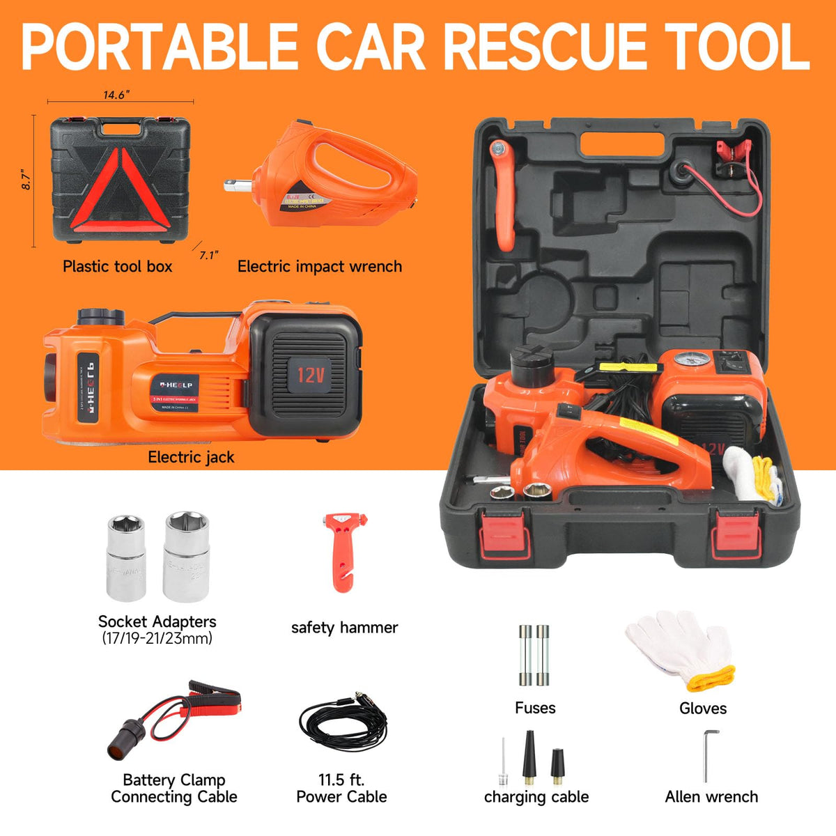 E-HEELP jack in use lifting an SUV demonstrating reliable roadside assistance
