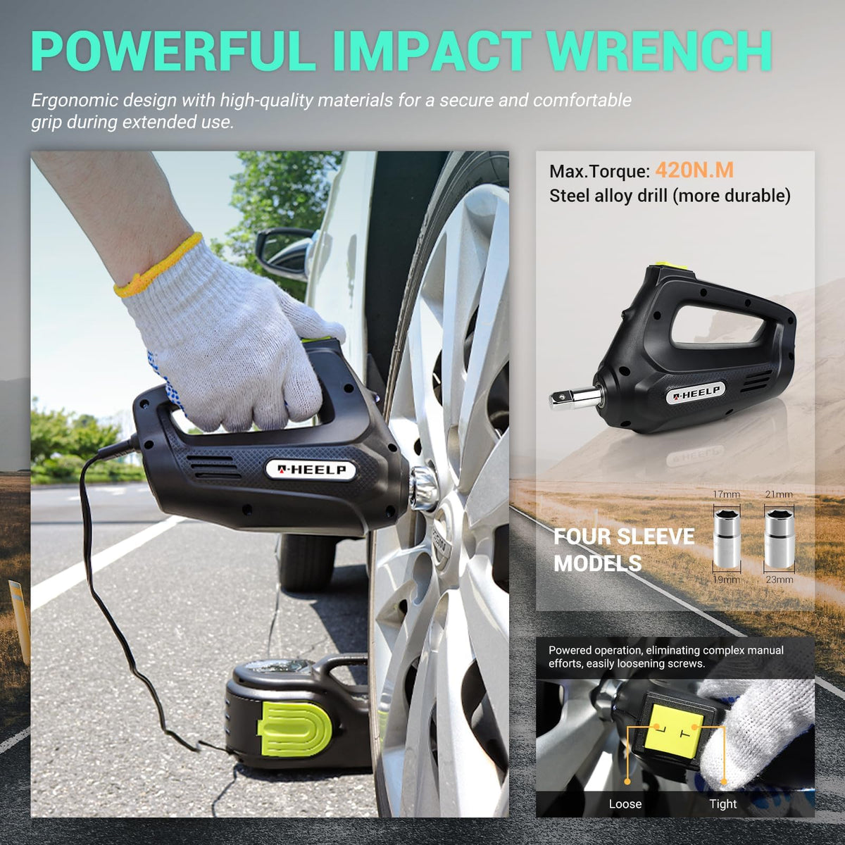 E-HEELP LED lights in night use improving visibility for roadside repairs