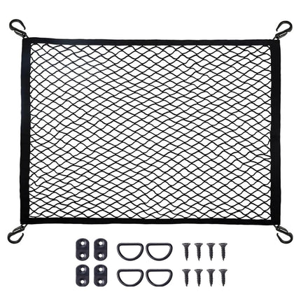 E KAINI front packaging view showing cargo net and benefits of trunk organization