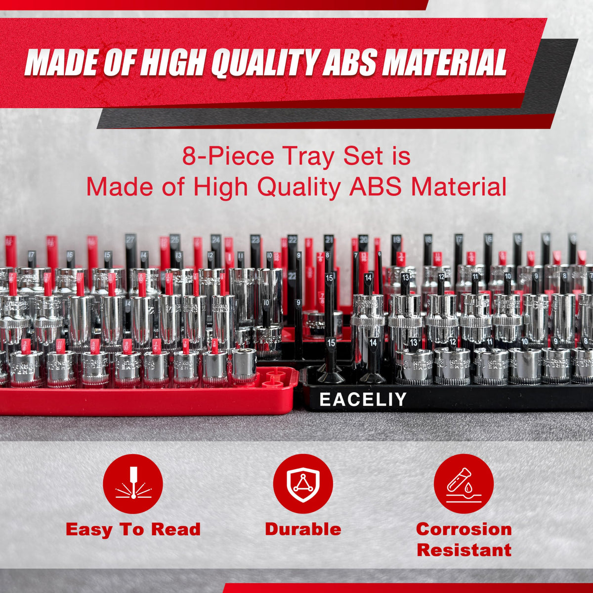 EACELIY side profile inside a toolbox drawer demonstrating compact fit and space-saving advantage