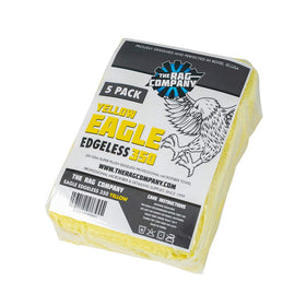 Yellow Eagle Edgeless towel in use buffing car paint for streak-free shine from The Rag Company