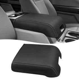 Eaglecover front view showing sleek PU leather and gray stitch, protects armrest