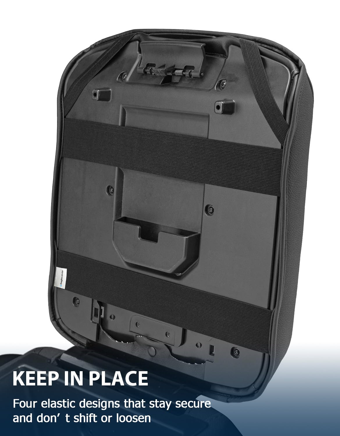 Eaglecover rear elastic straps detail showing secure anchoring and non-slip hold