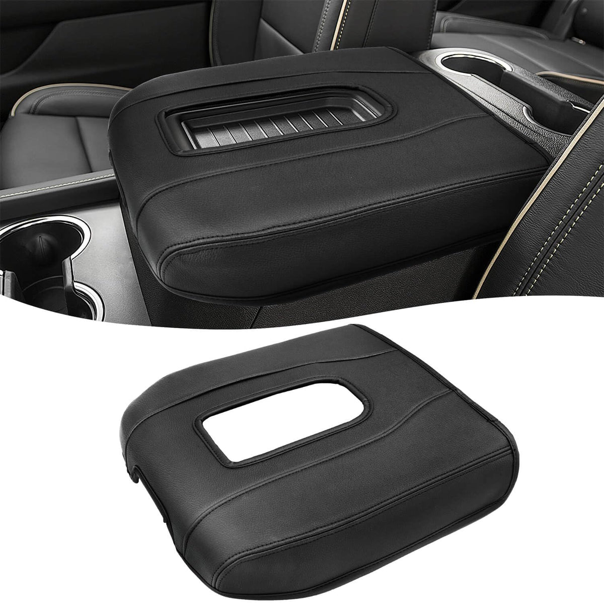 Eaglecover front view showing sleek black vinyl protecting console lid and improving appearance
