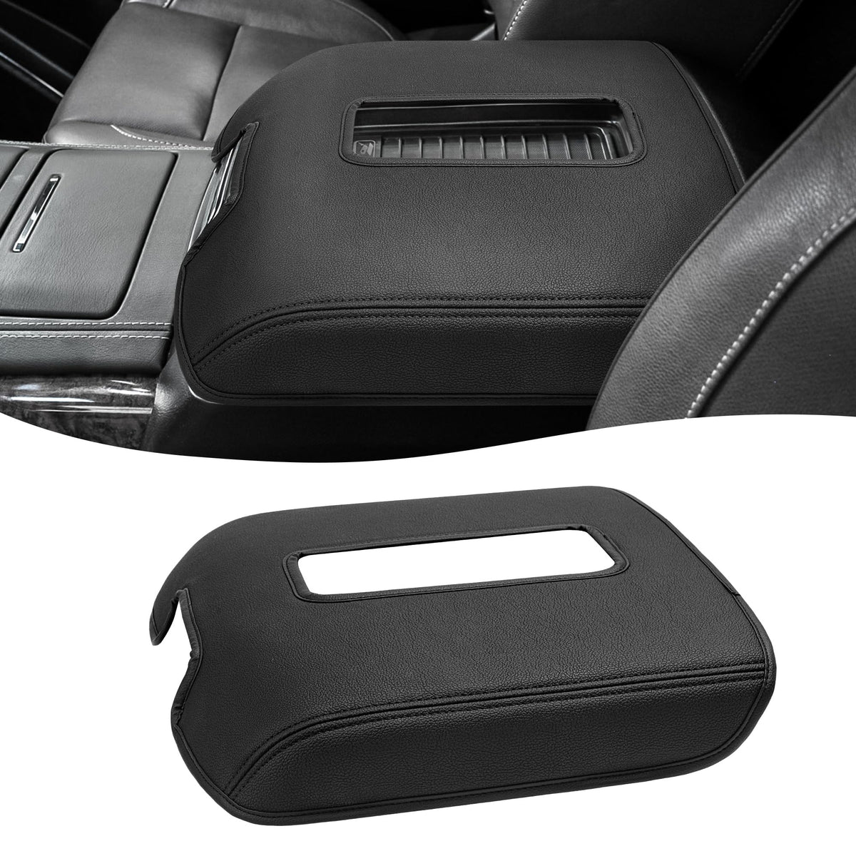Eaglecover front view showing black armrest cover fit and protective benefit