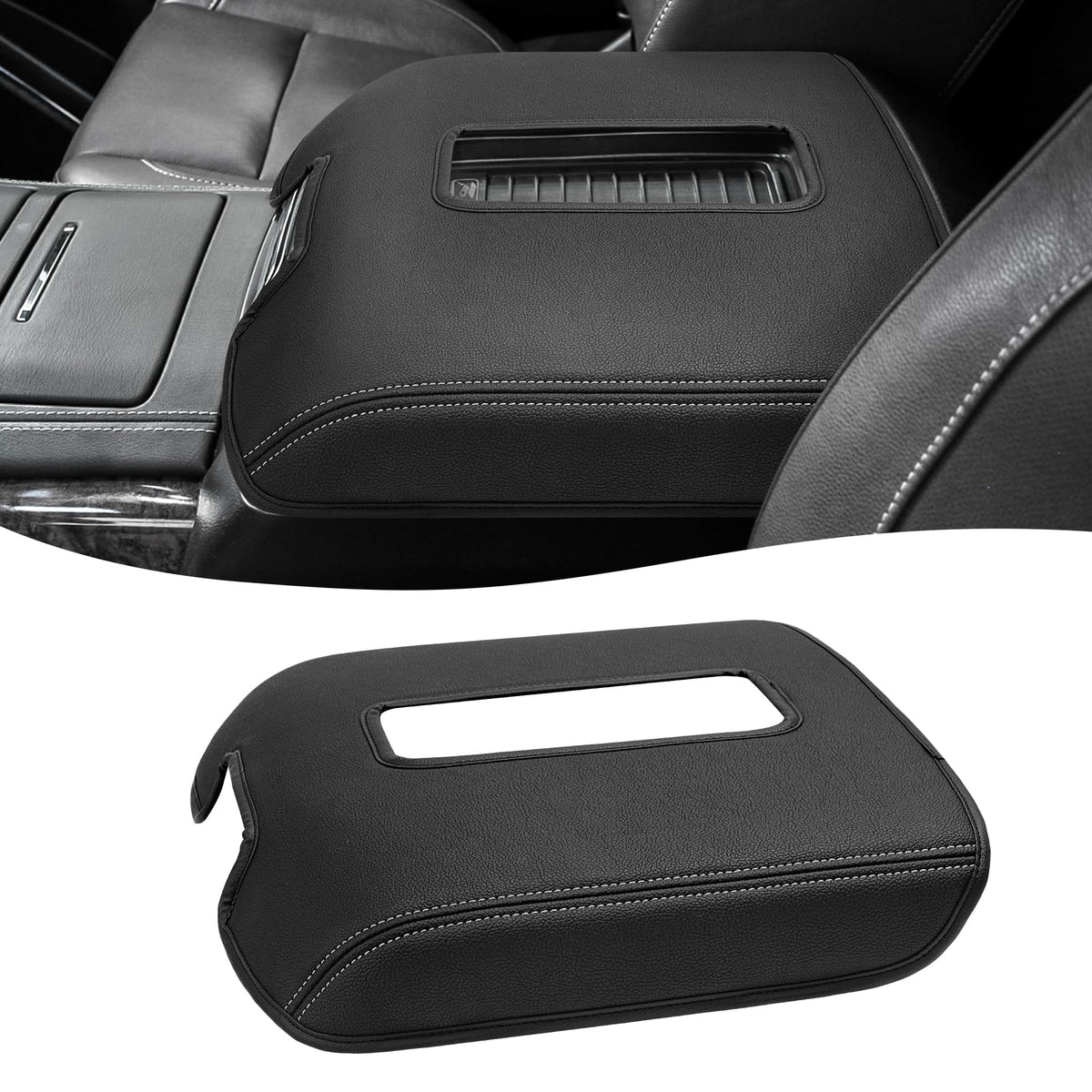 Eaglecover front view on console lid showing tailored fit and clean look