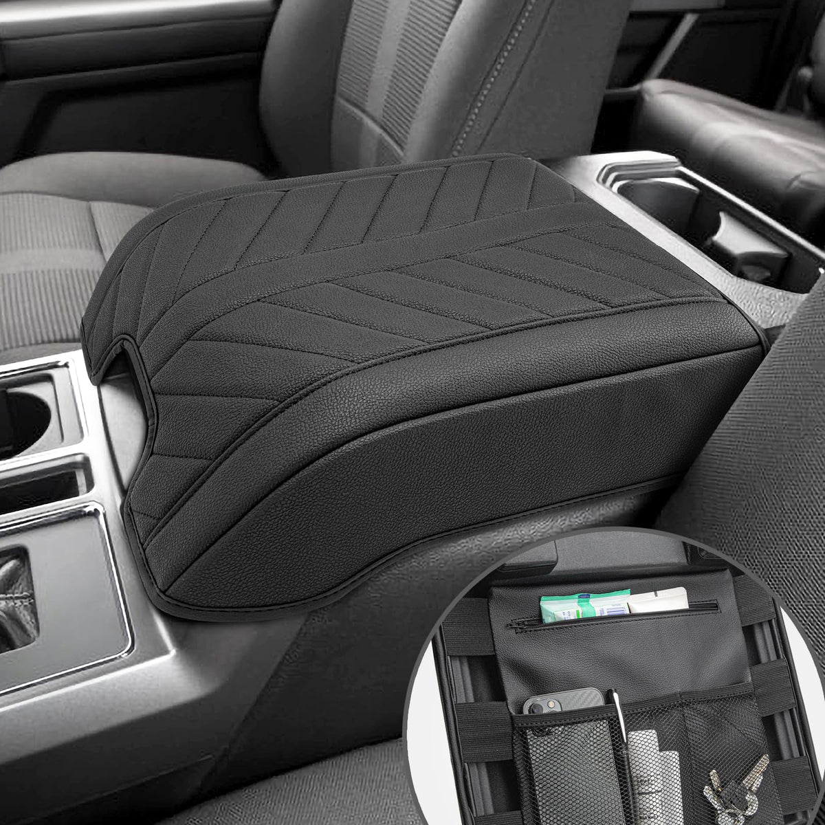 Eaglecover front view console cover showing snug fit and sleek design