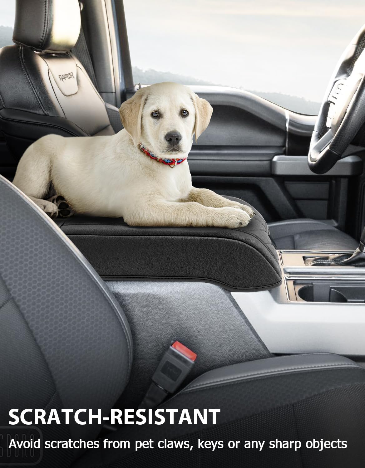 Eaglecover installed in vehicle showing protective armrest surface benefit