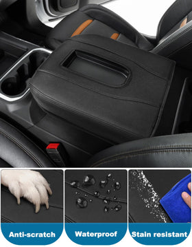 Eaglecover next to ruler for scale showing size compatibility with bucket-seat console lids